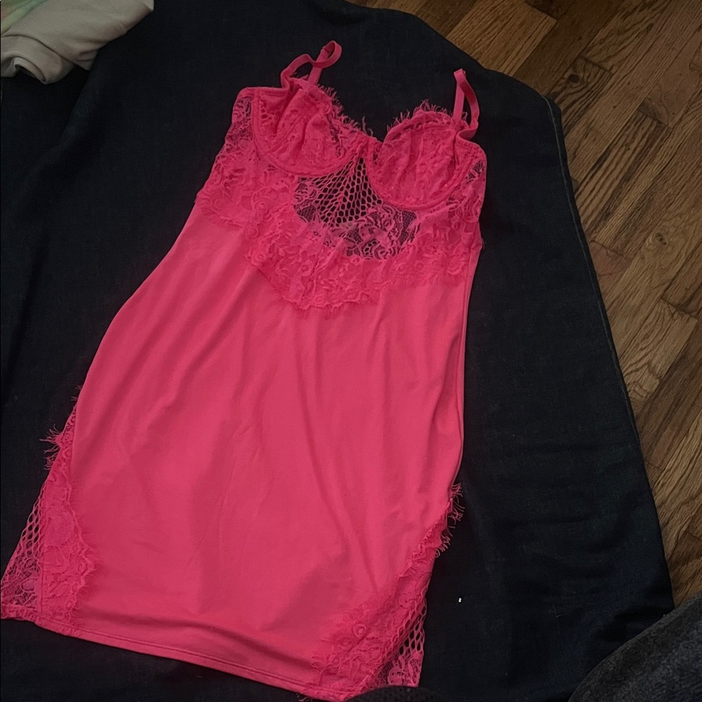 Fashion Nova Vibrant Pink Lace Chemise